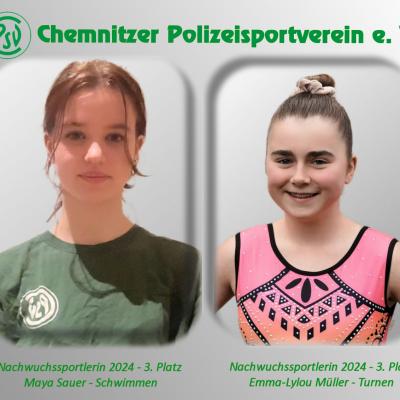 Nachwuchssportlerin 2024 3. Platz Emma Lylou Muller Turnen Maya Sauer Schwimmen