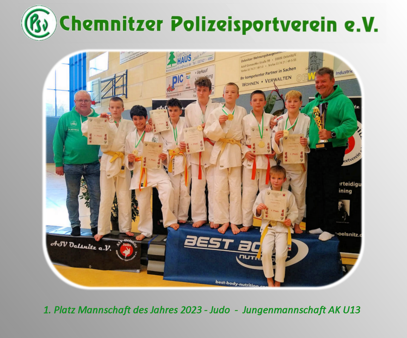 1. Platz Mannschaft des Jahres Jungenmannschaft AK U13 - Judo